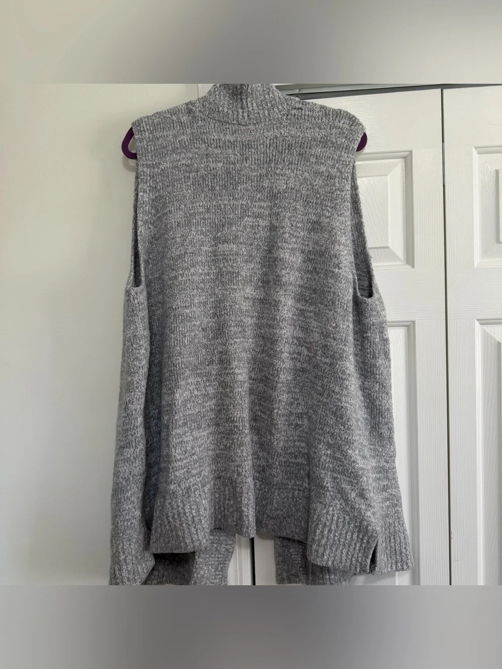 LOFT Plus Gray Cream Open Front Cardigan Sweater Size 24/26